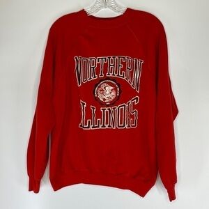 Vintage Artex University Northern Illinois Red Crewneck Sweatshirt Raglan Sleeve
